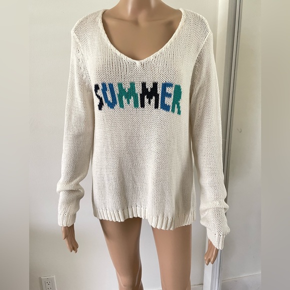 Wooden Ships SUMMER Oversized Slouchy Sweater Cream Size S/M - Picture 6 of 6